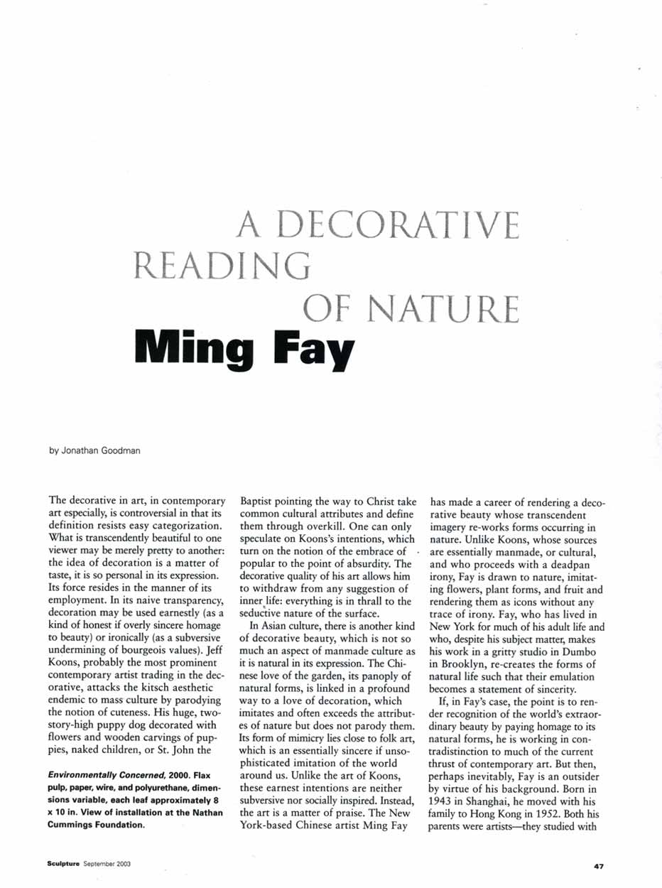 A Decorative Reading of Nature: Ming Fay, article, pg 1