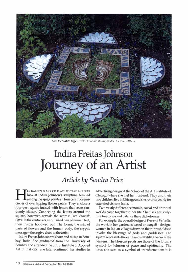 Indira Freitas Johnson: Journey of an Artist, article, pg 1