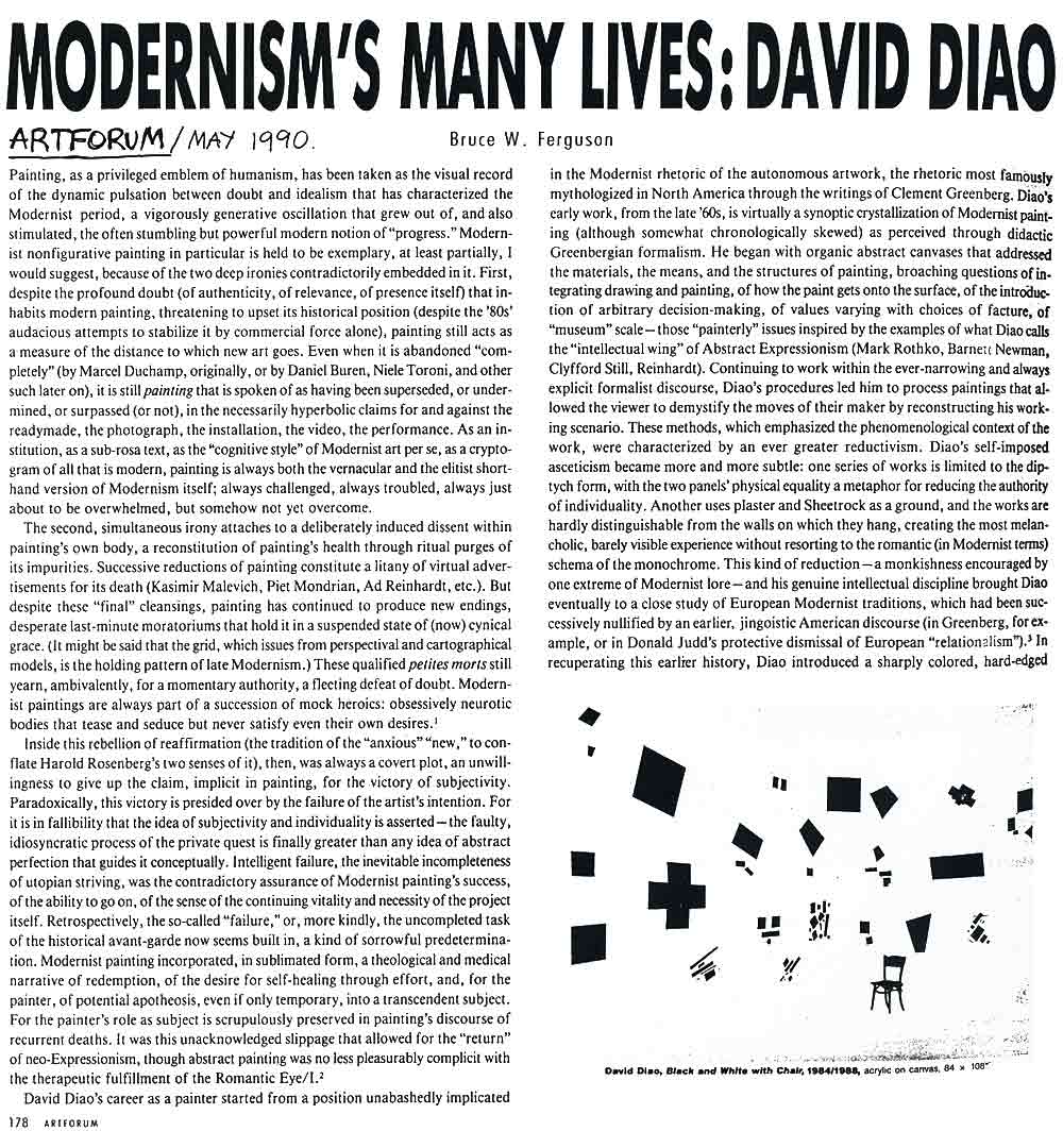 Modernism's Many Lives: David Diao, article, pg 1