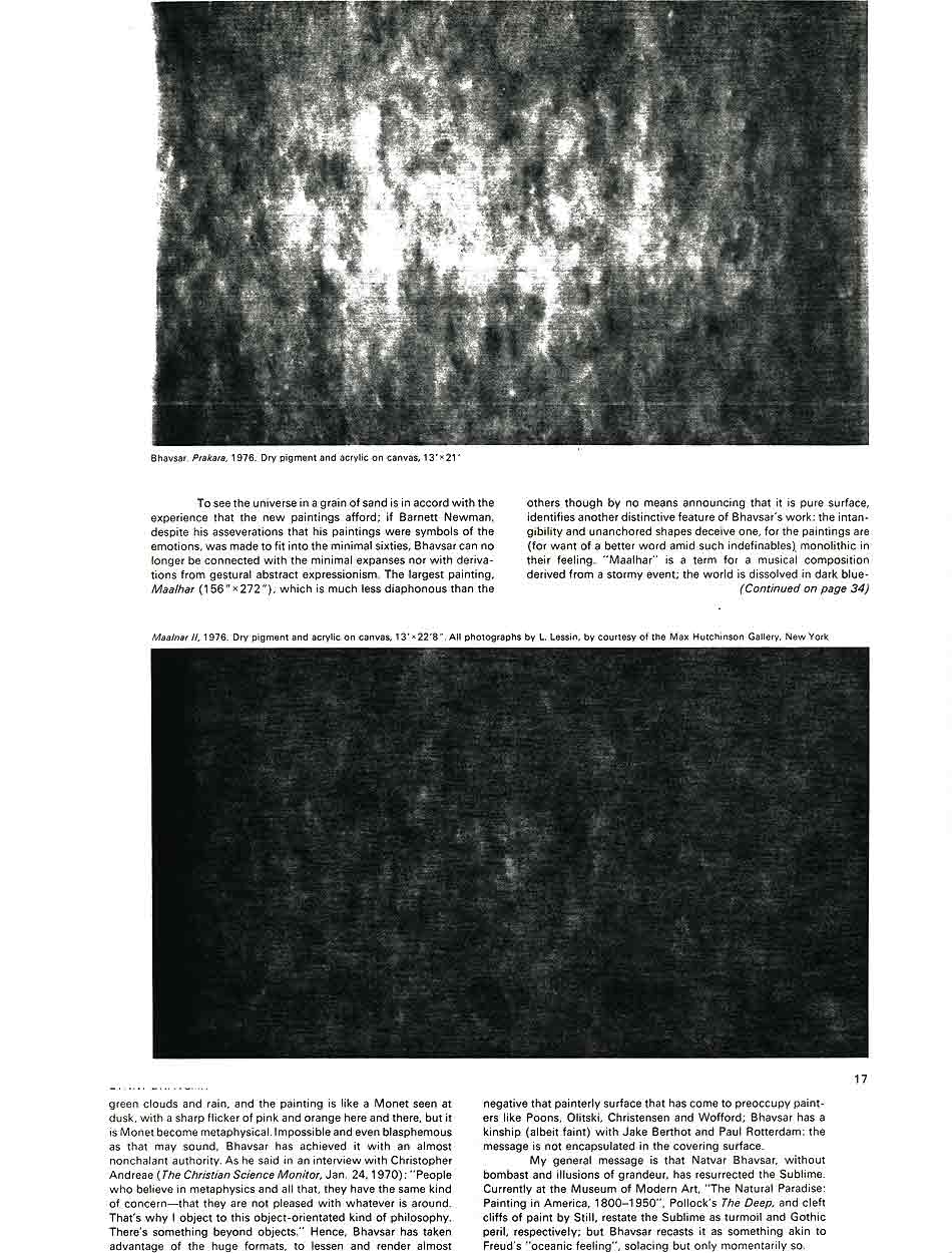 The Palpably Immaterial: New Works by Natvar Bhavsar, article, pg 2