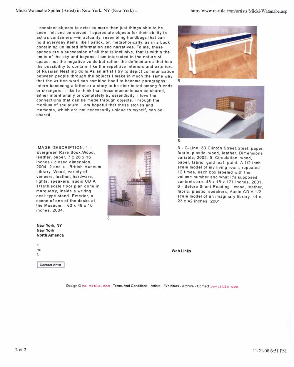 Micki Watanabe Spiller's Artist Biography, pg 2