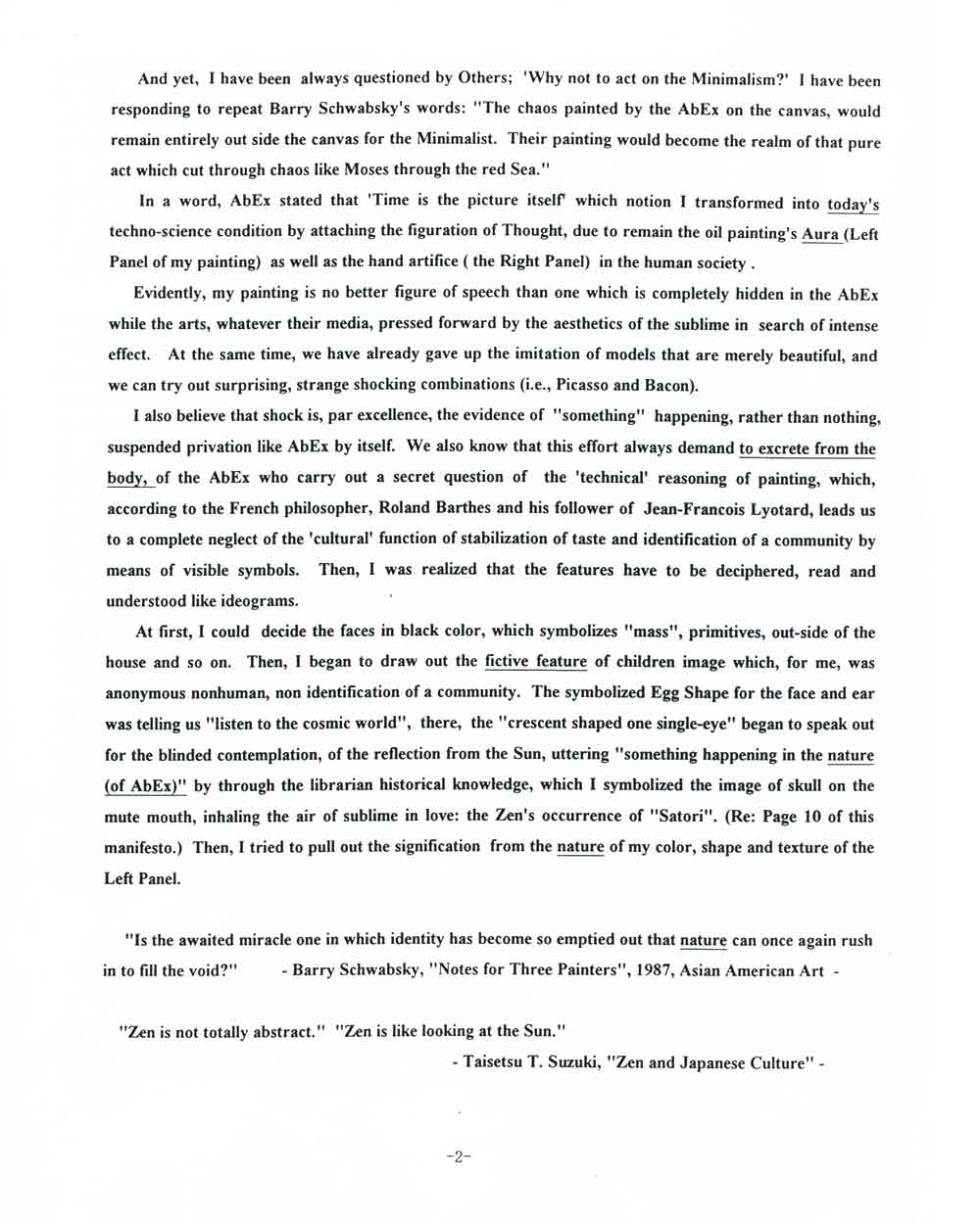 Rocky Kagoshima's Artist Statement, pg 2