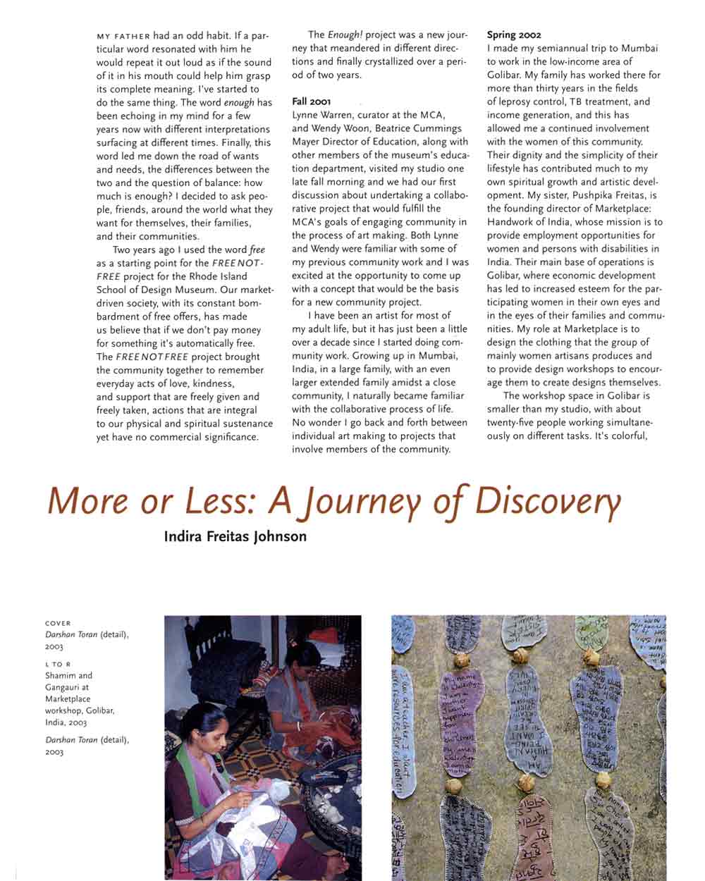 More or Less: A Journey of Discovery, essay, pg 1