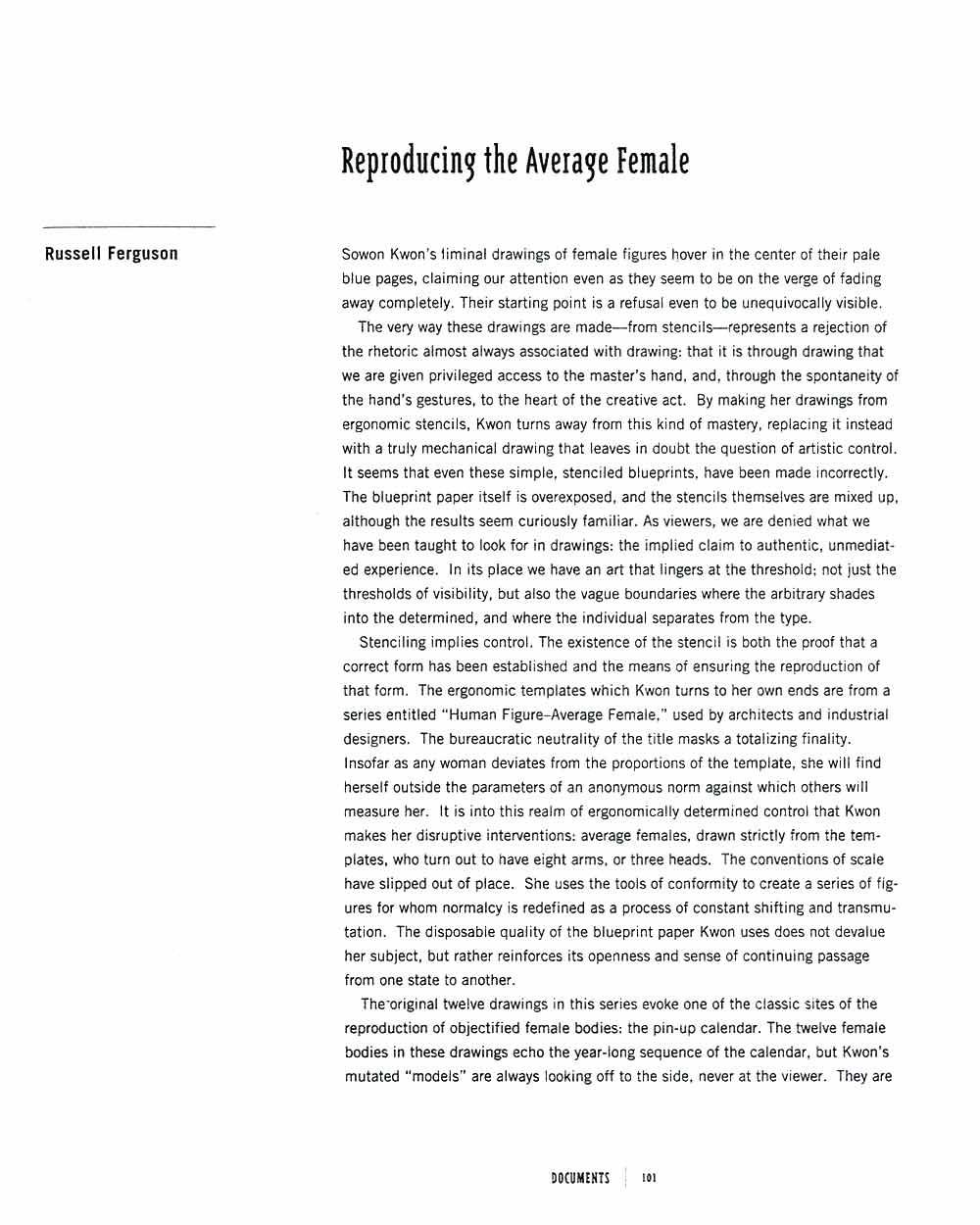 Reproducing the Average Female, article, pg 1