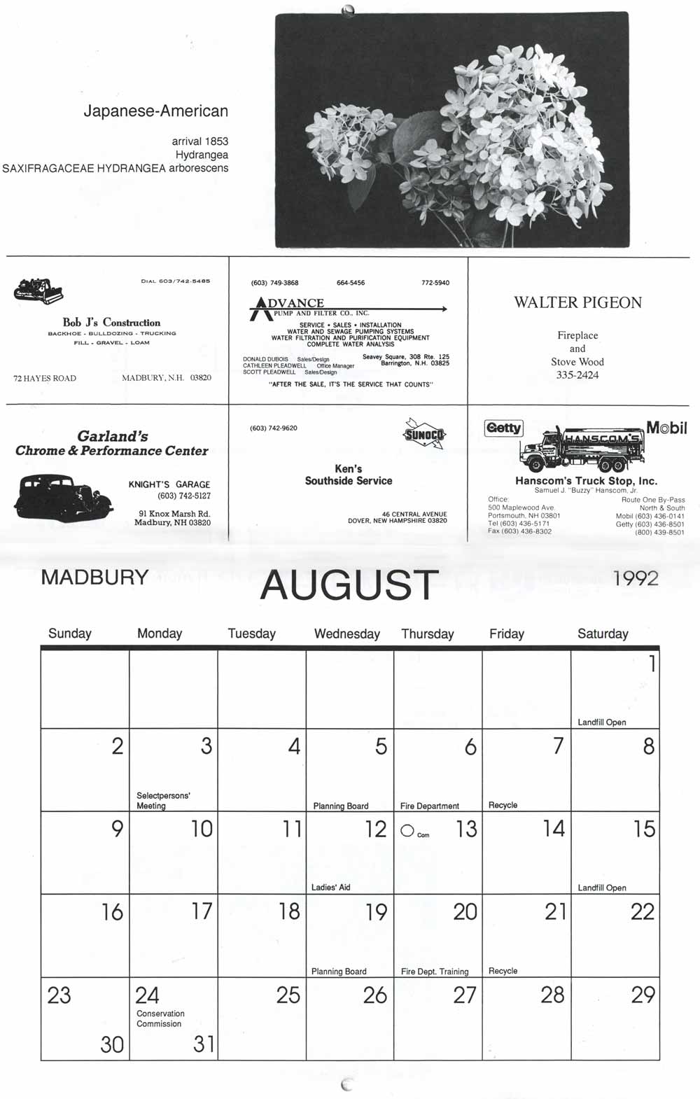 Madbury Calendar, pg 4