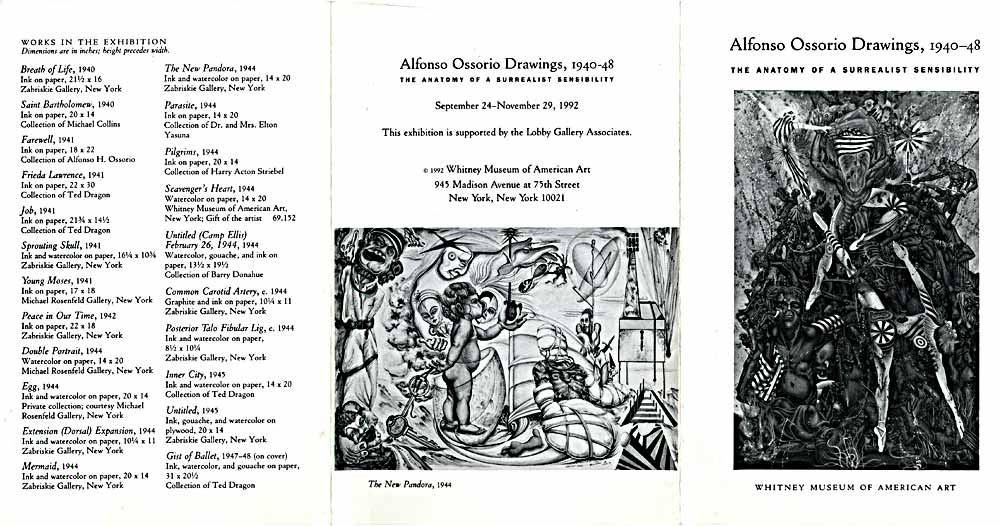 Alfonso Ossorio Drawings, flyer, pg 1