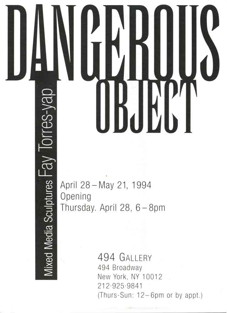 Exhibition flyer for "Dangerous Object: Mixed Media Sculptures"