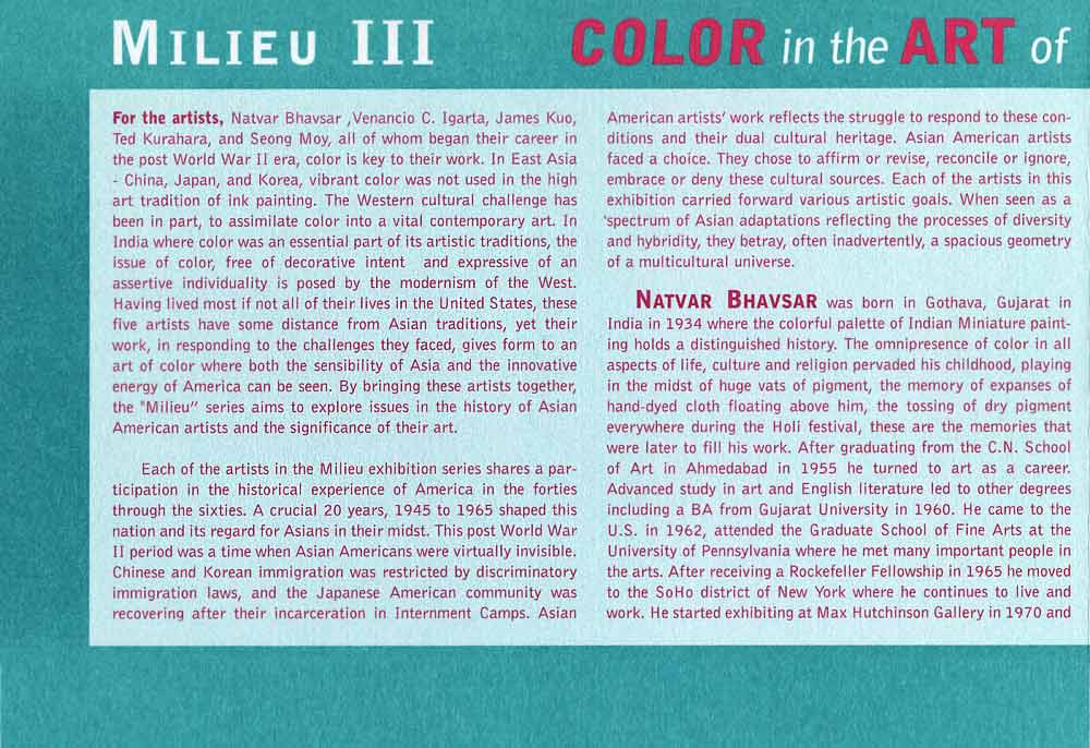Milieu III: Color in the Art of, flyer, pg 3