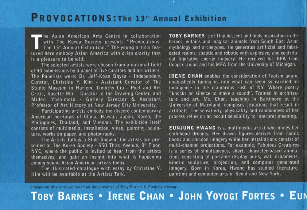 Provocations, flyer, pg 2