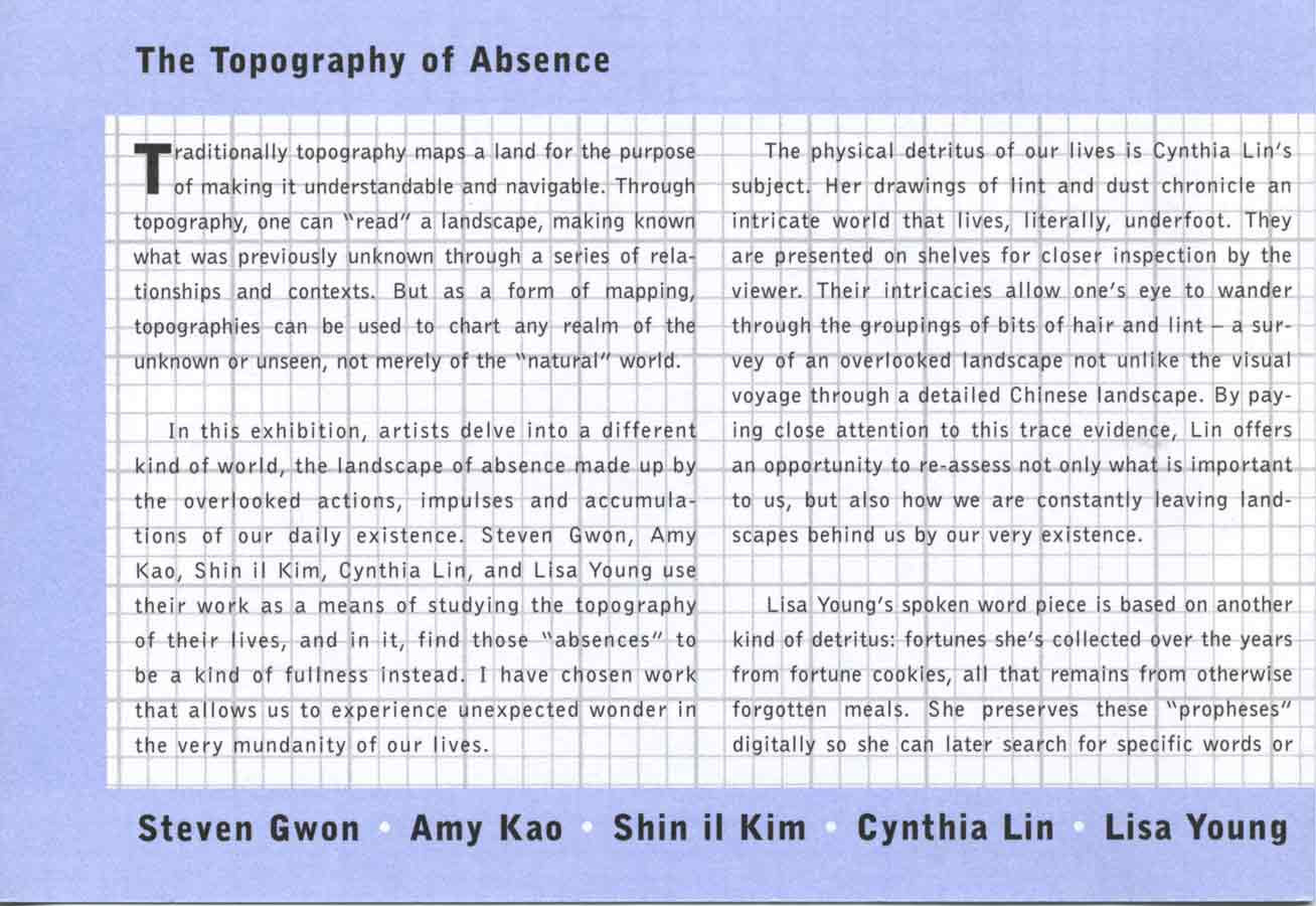 The Topography of Absence, flyer, pg 2
