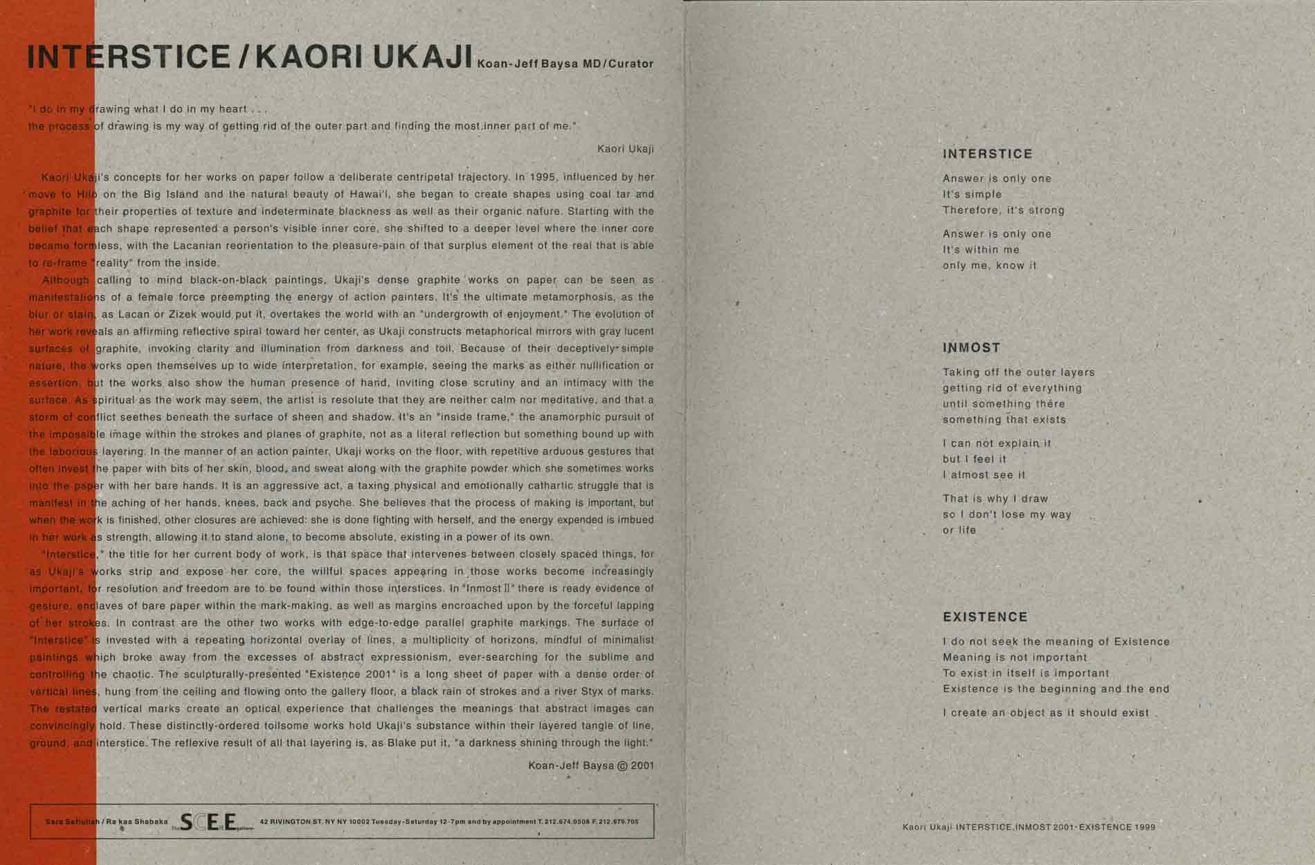 Interstice / Kaori Ukaji, leaflet, pg 2