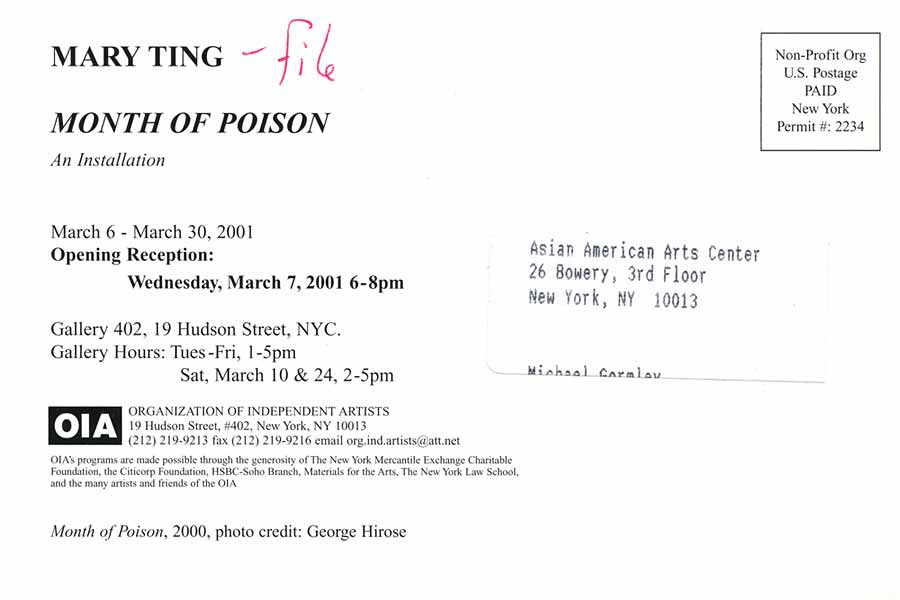 Month of Poison: An Installation, postcard, pg 2