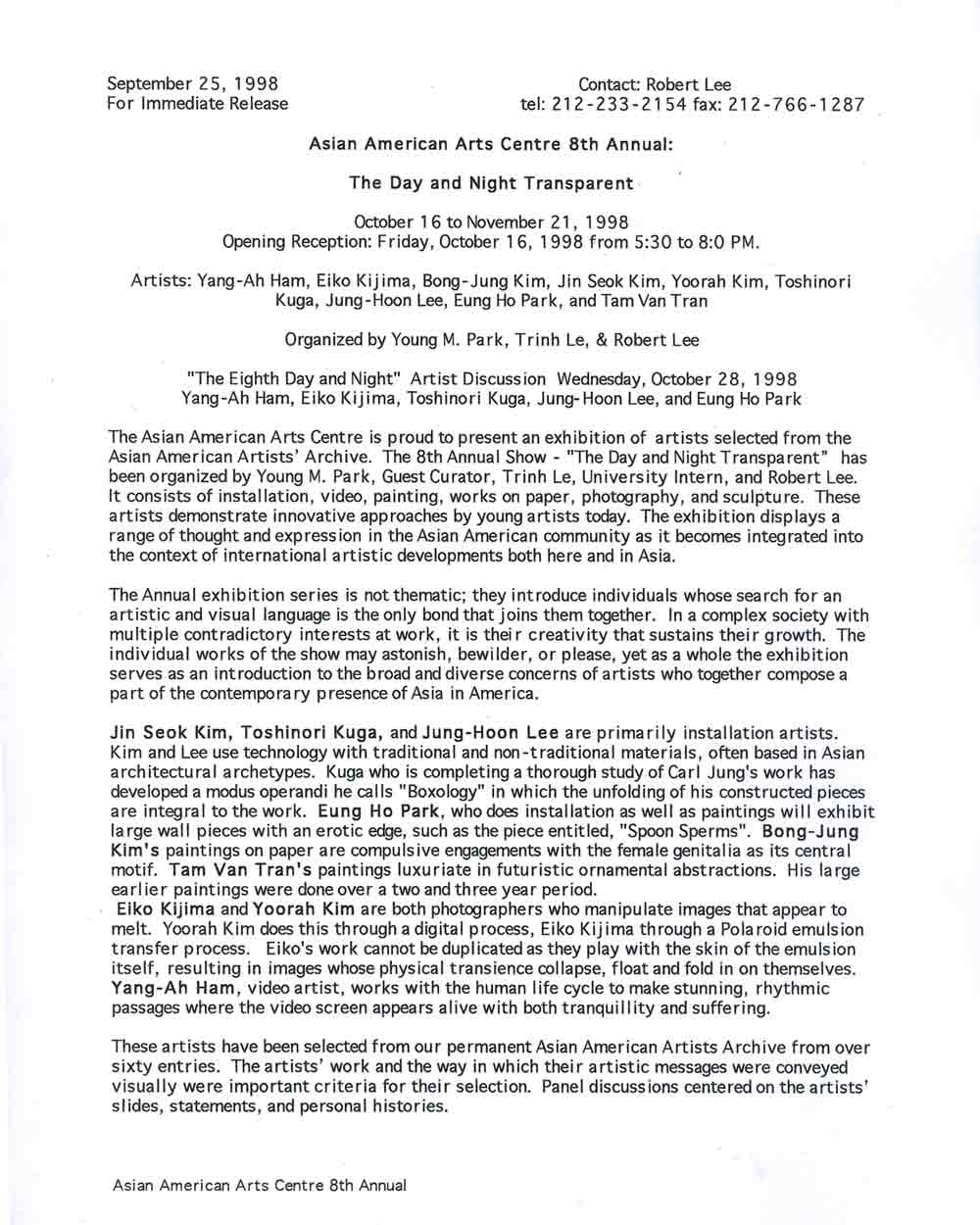 Day and Night Transparent press release, pg 1