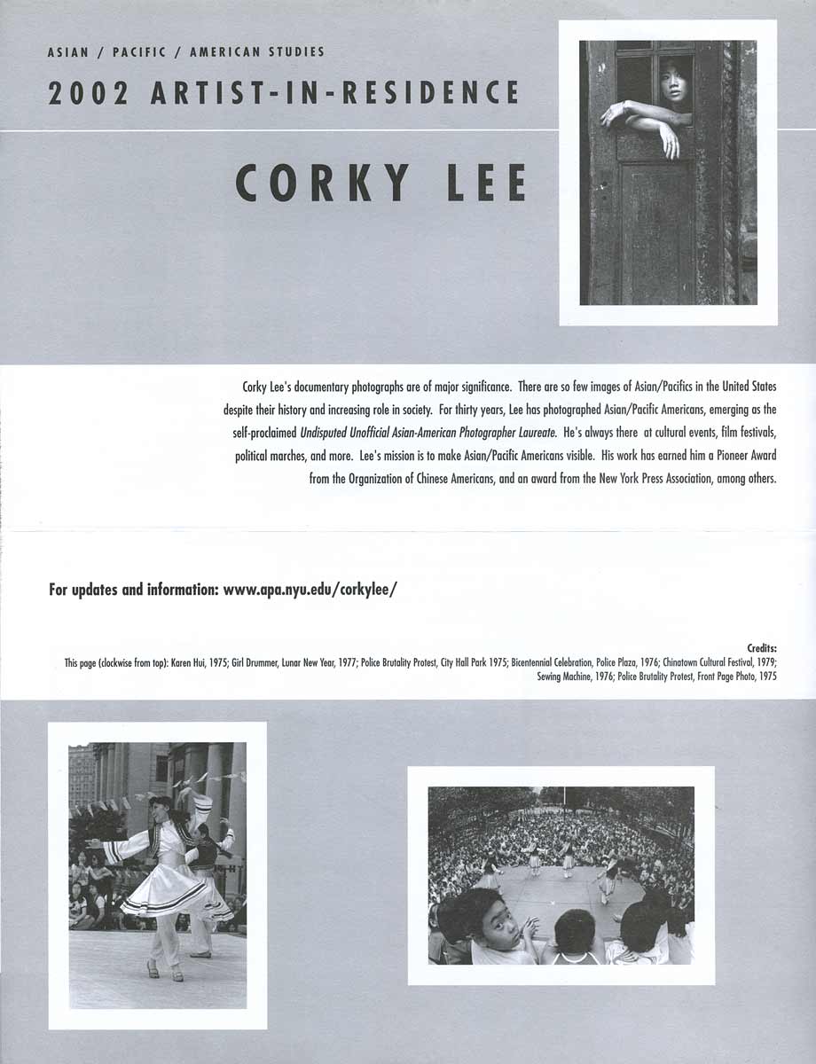 2002 Artist-In-Residence: Corky Lee, leaflet, pg 2