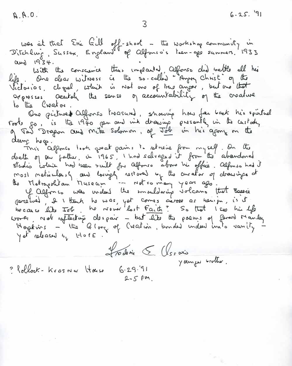Letter from Frederic E. Ossorio to Robert Lee, pg 3