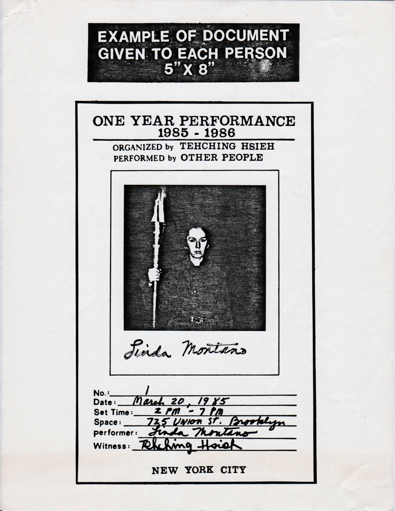 One Year Performance 1985-1986