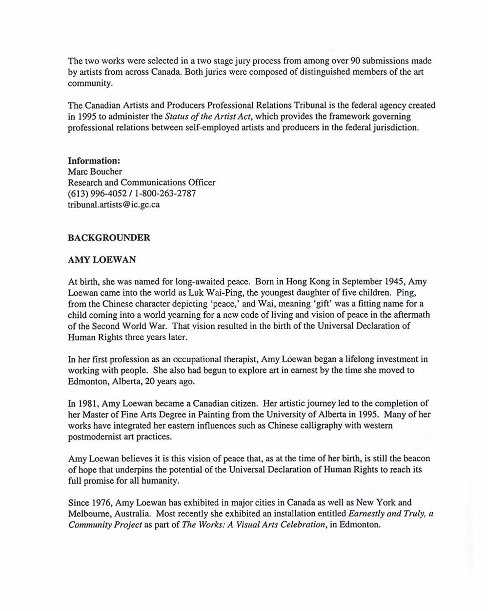 Press release from Canadian Artists and Producers Professional Relations Tribunal, pg 2