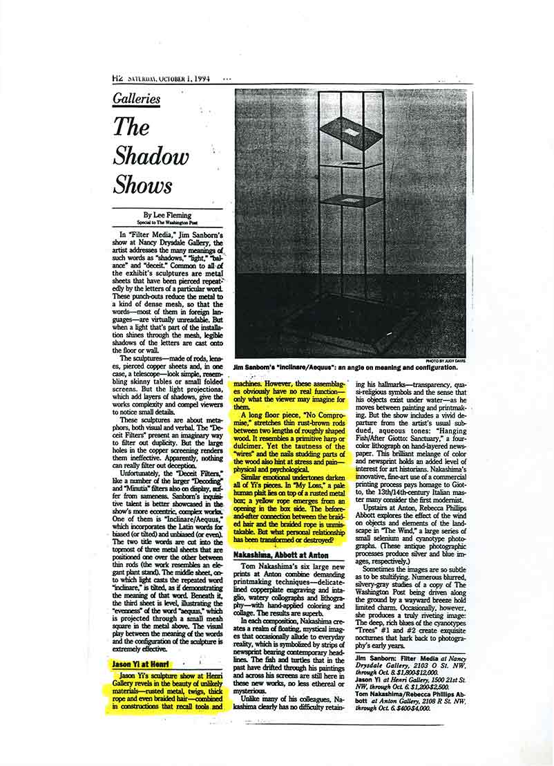 Review "The Shadow Shows" by Lee Fleming in Washington Post